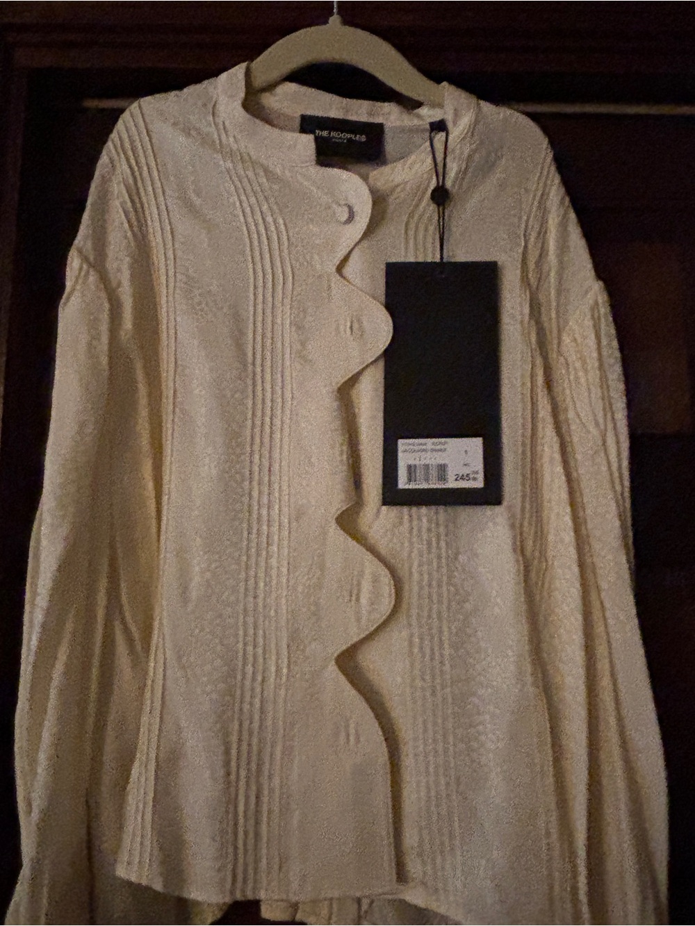 The Kooples Ecru Jacquard Snake-Texture Button Cardigan